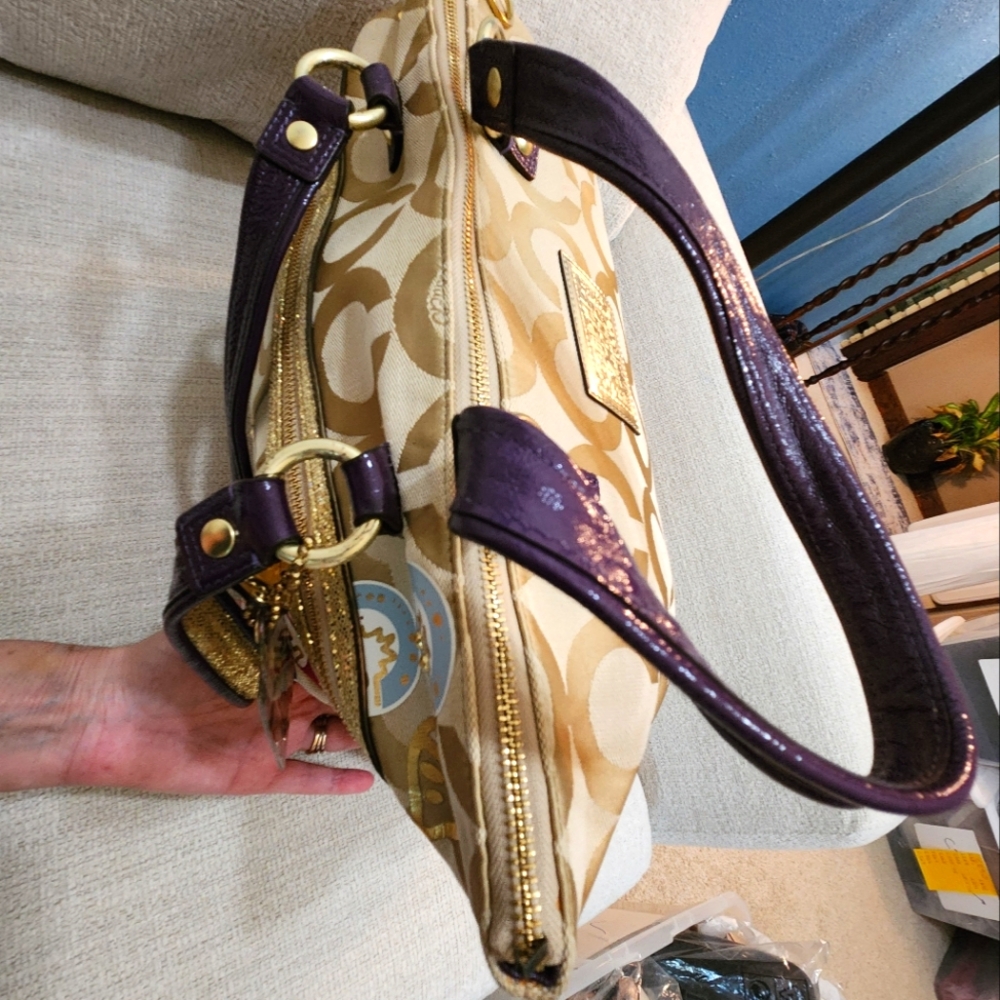 Coach Poppy Glam Applique Shoulder Bag Handbag Purse - Picture 10 of 14